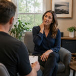 Patient discussing back and neck pain evaluation with a wellness provider in Glenelg MD